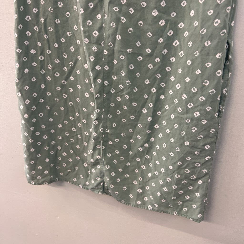 Gap Green/ White Print Short Sleeve Dress Small