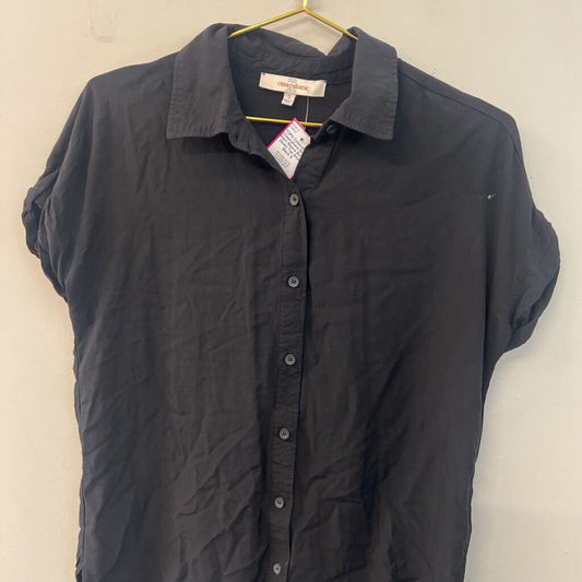 Casacabana Black Short Sleeve Button Down Top Small