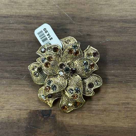 Vintage 70's Gold/ Multi Flower Brooch