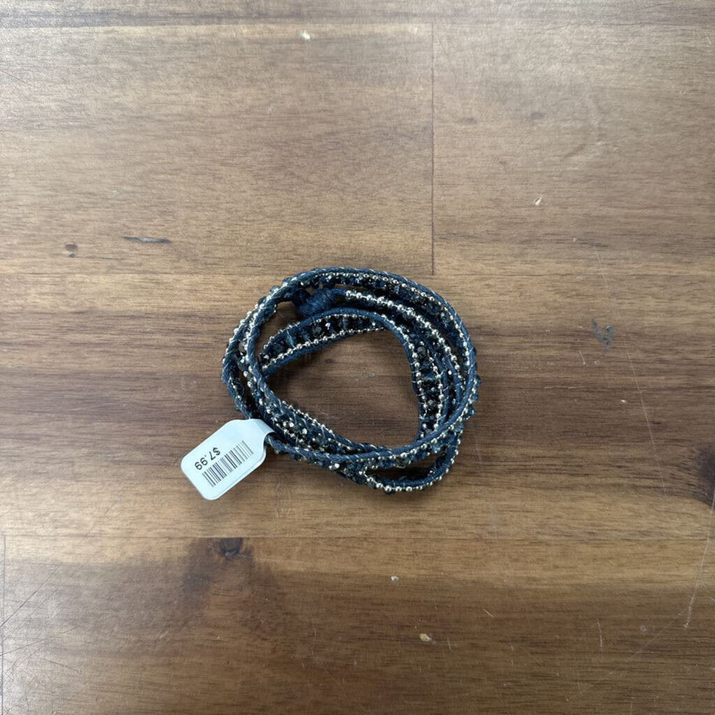 Navy Beaded Wrap Bracelet