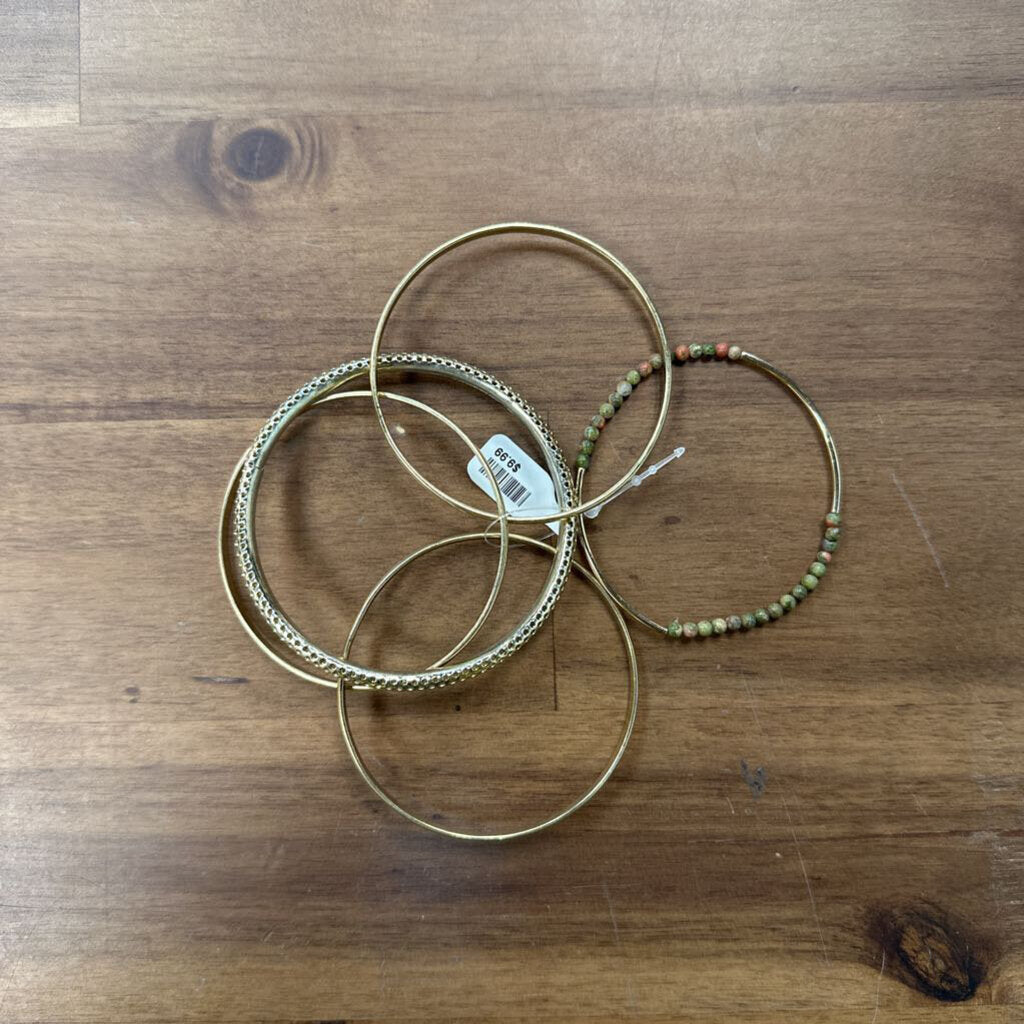 Set of Five Gold Bangle Bracelets