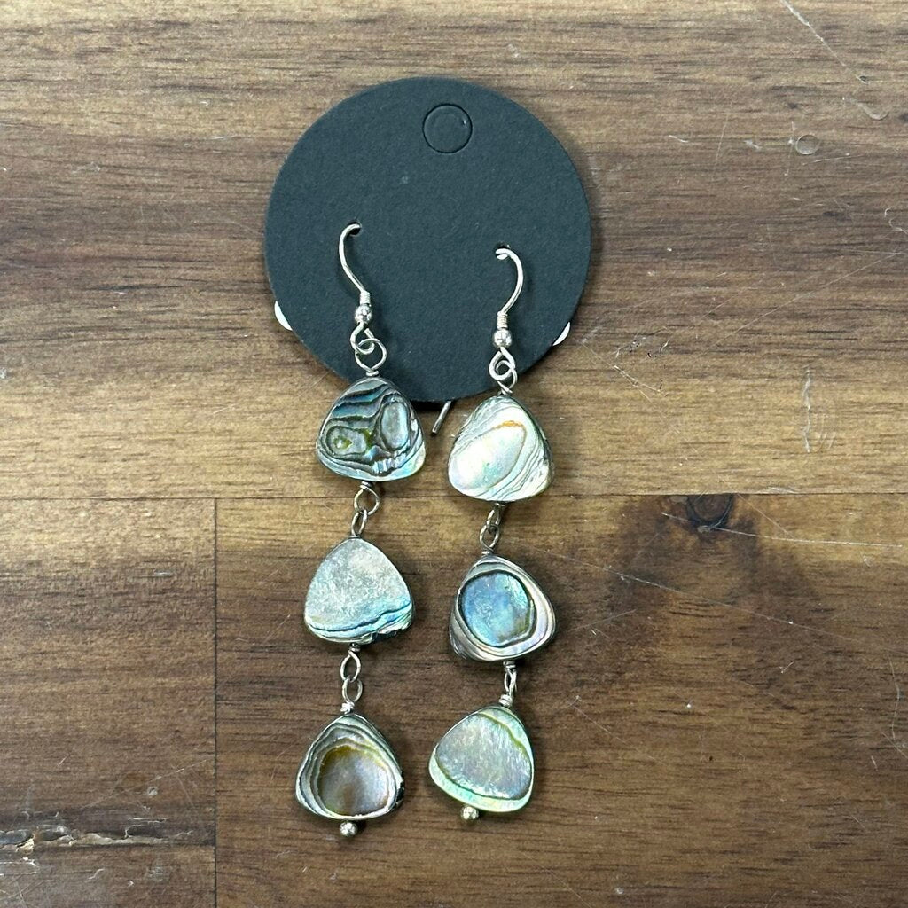 Silver/ Abalone Shell Drop Earrings