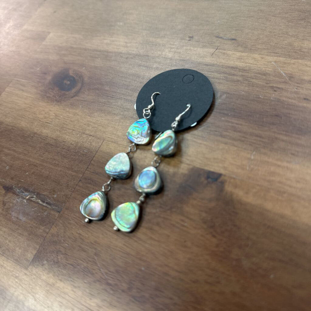 Silver/ Abalone Shell Drop Earrings
