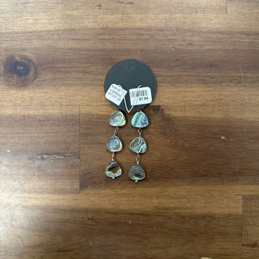 Silver/ Abalone Shell Drop Earrings