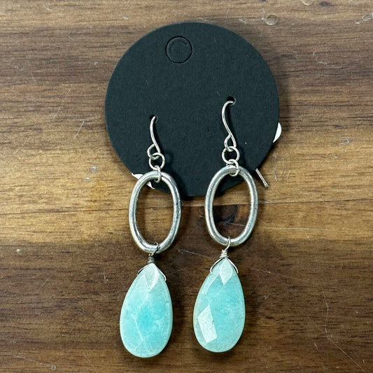 Silver/ Blue Stone Drop Earrings