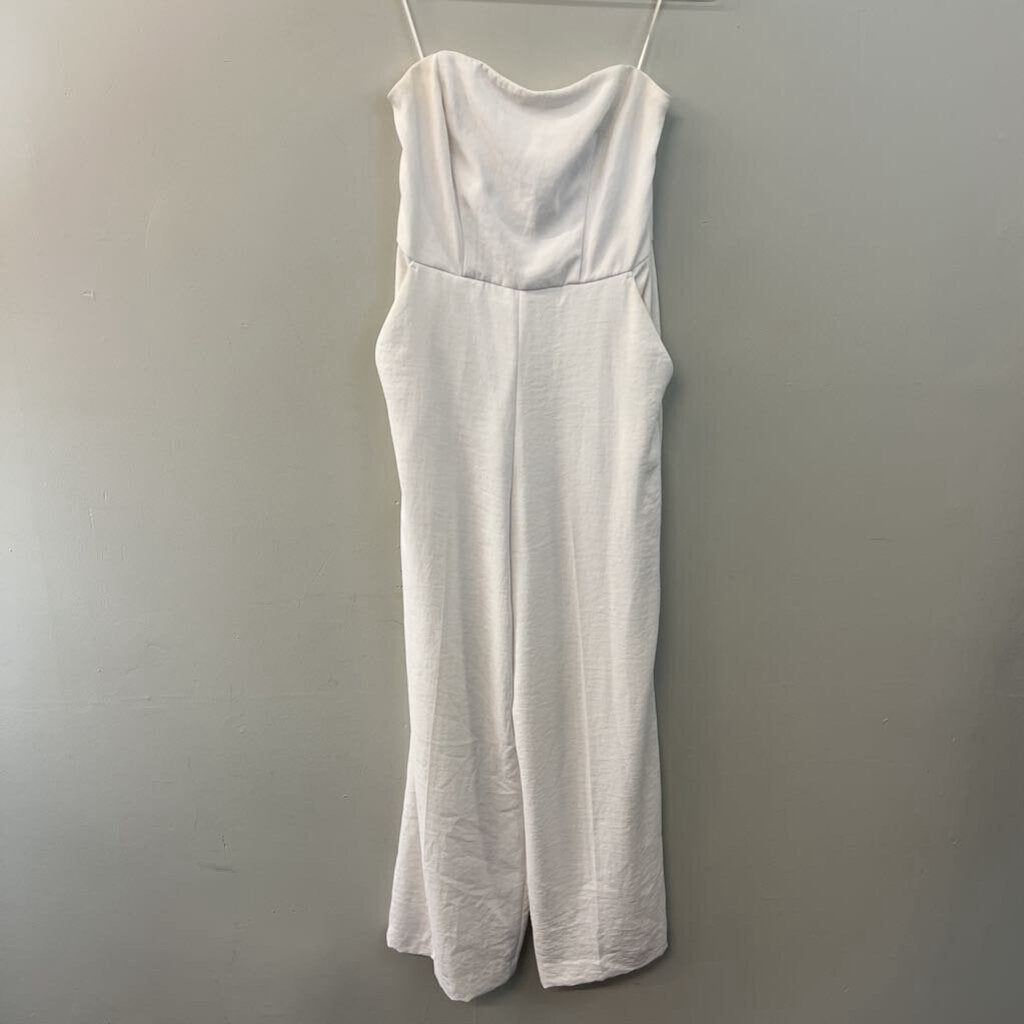 Express White Strapless Jumpsuit Small