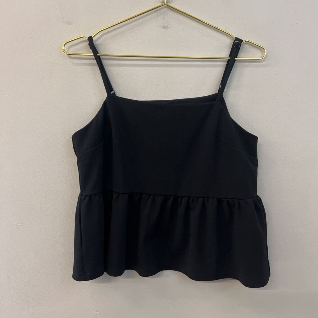 Ann Taylor Black Ruffle Hem Tank Top Small