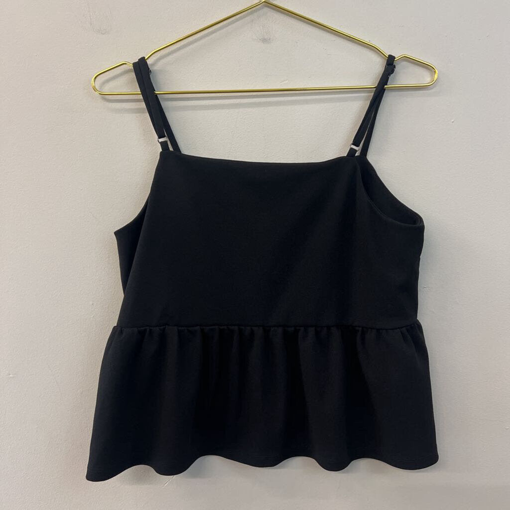 Ann Taylor Black Ruffle Hem Tank Top Small