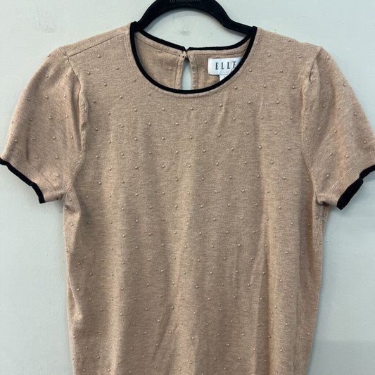 Elle Brown/ Black Dot Detail Short Sleeve Top Large