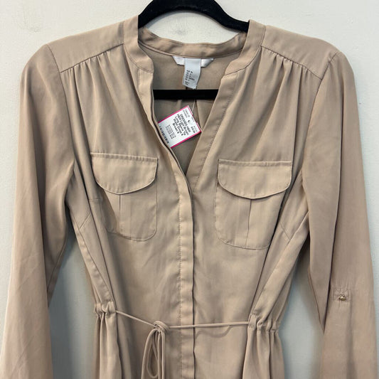 H&M Light Brown Long Sleeve Tie Waist Dress 6