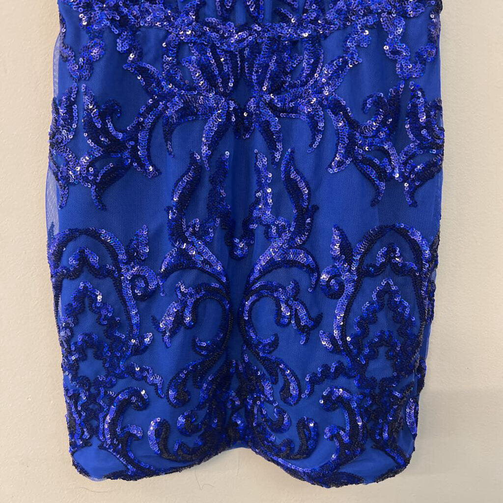 Ava Presley Royal Blue Sequin Design Short Formal Dress 2