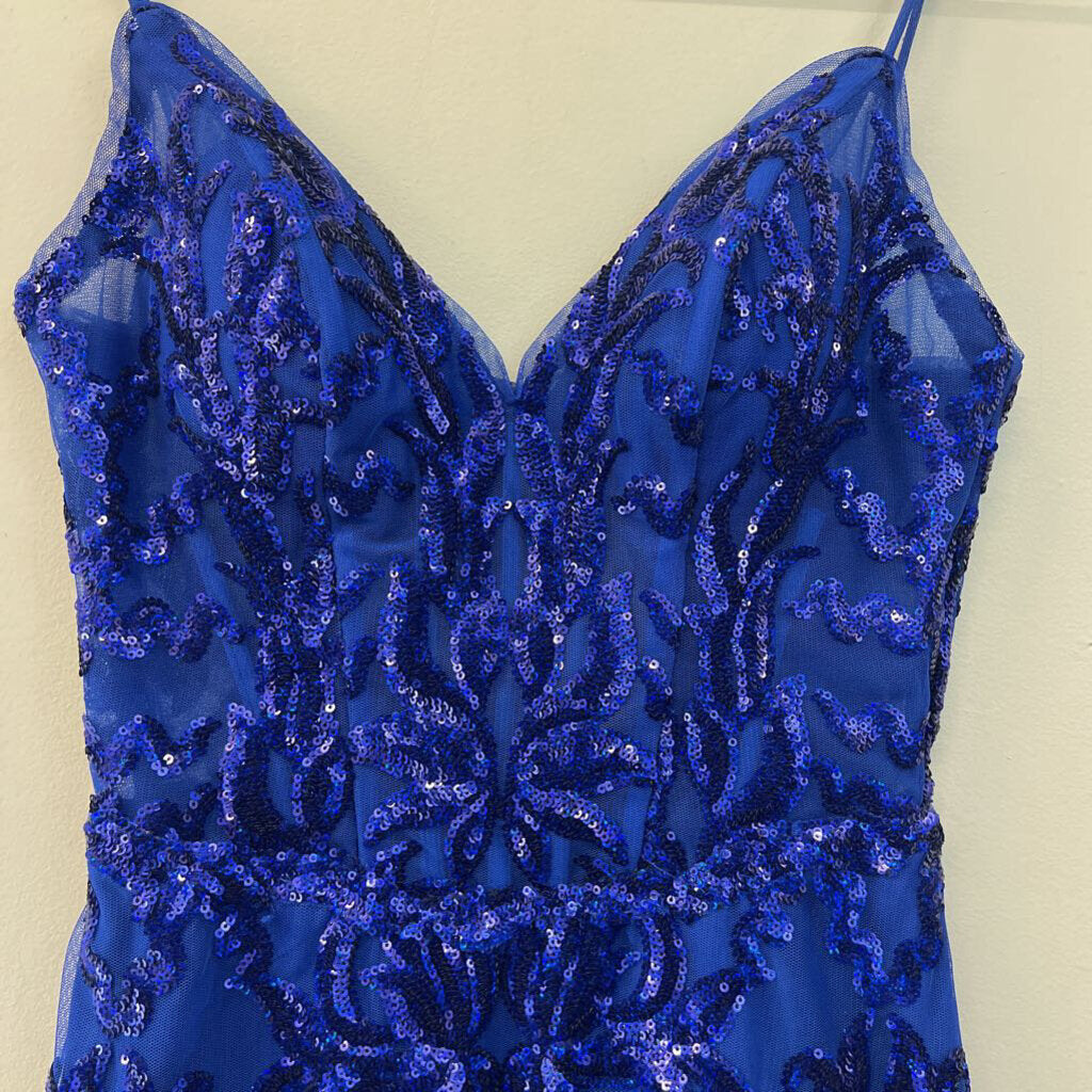 Ava Presley Royal Blue Sequin Design Short Formal Dress 2
