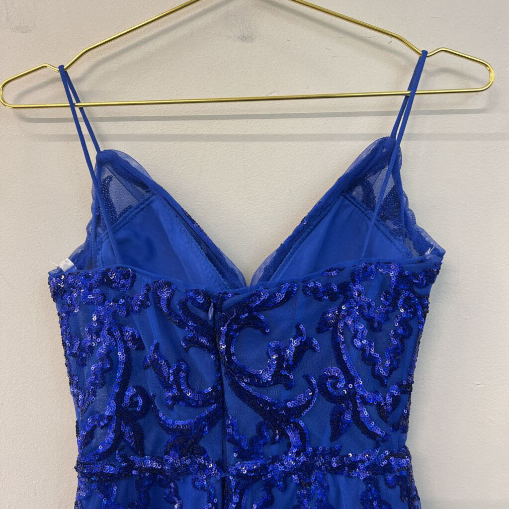 Ava Presley Royal Blue Sequin Design Short Formal Dress 2