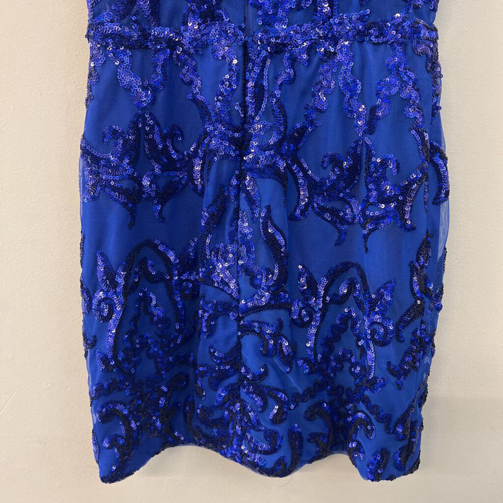 Ava Presley Royal Blue Sequin Design Short Formal Dress 2