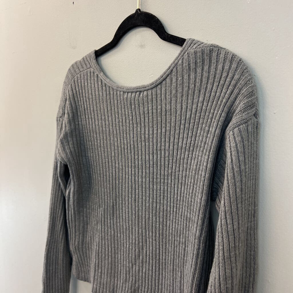 Wild Fable Grey Knit Cropped Long Sleeve Sweater Top Small