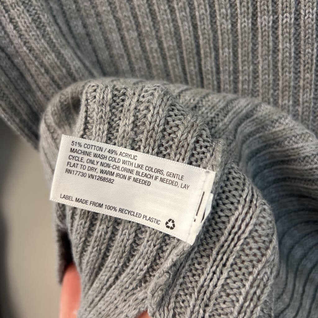 Wild Fable Grey Knit Cropped Long Sleeve Sweater Top Small
