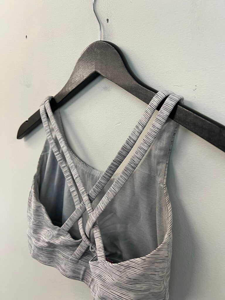 Lululemon White/ Black Striped Sports Bra 6