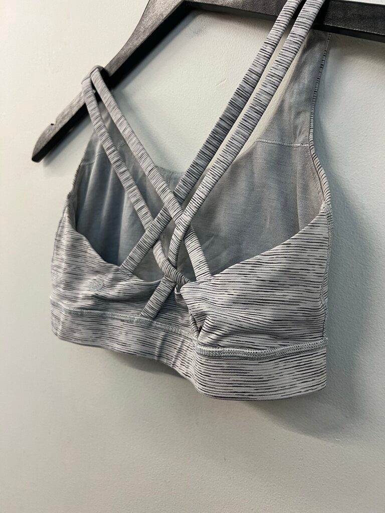 Lululemon White/ Black Striped Sports Bra 6