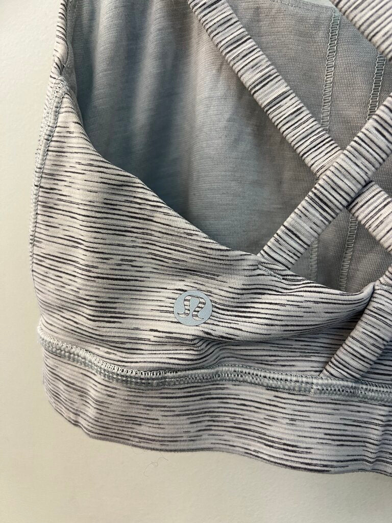 Lululemon White/ Black Striped Sports Bra 6