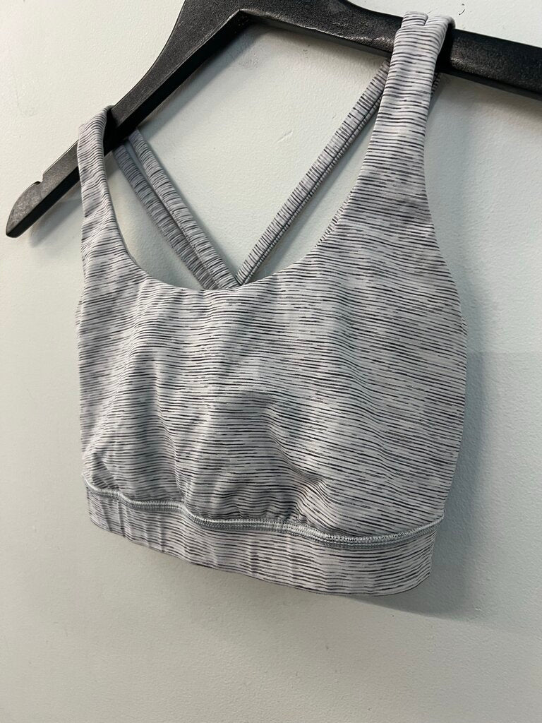 Lululemon White/ Black Striped Sports Bra 6