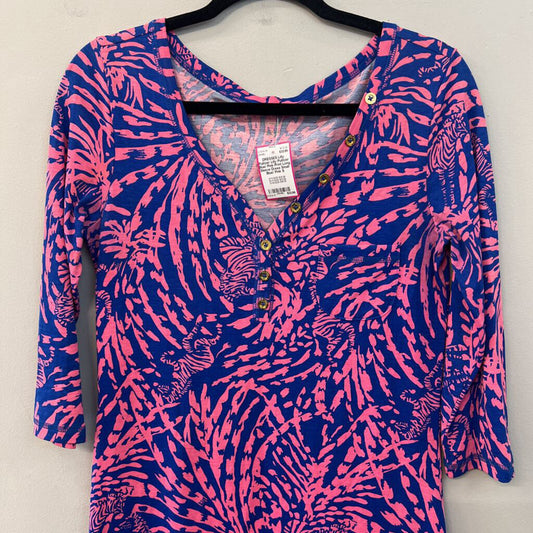 Lilly Pulitzer Blue/ Pink Print Long Sleeve Dress Small