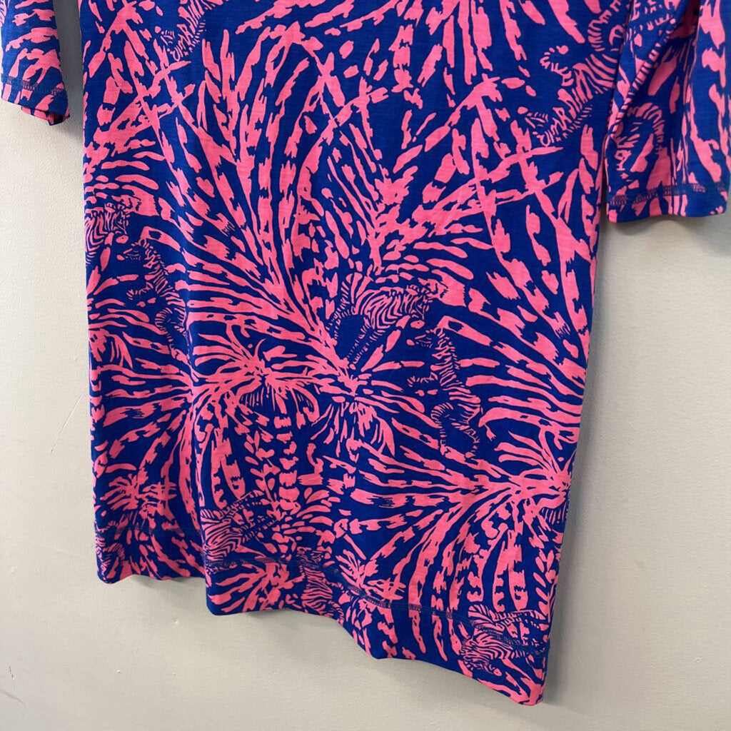 Lilly Pulitzer Blue/ Pink Print Long Sleeve Dress Small