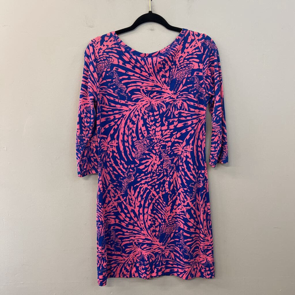 Lilly Pulitzer Blue/ Pink Print Long Sleeve Dress Small