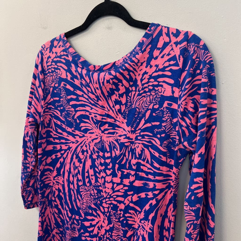 Lilly Pulitzer Blue/ Pink Print Long Sleeve Dress Small