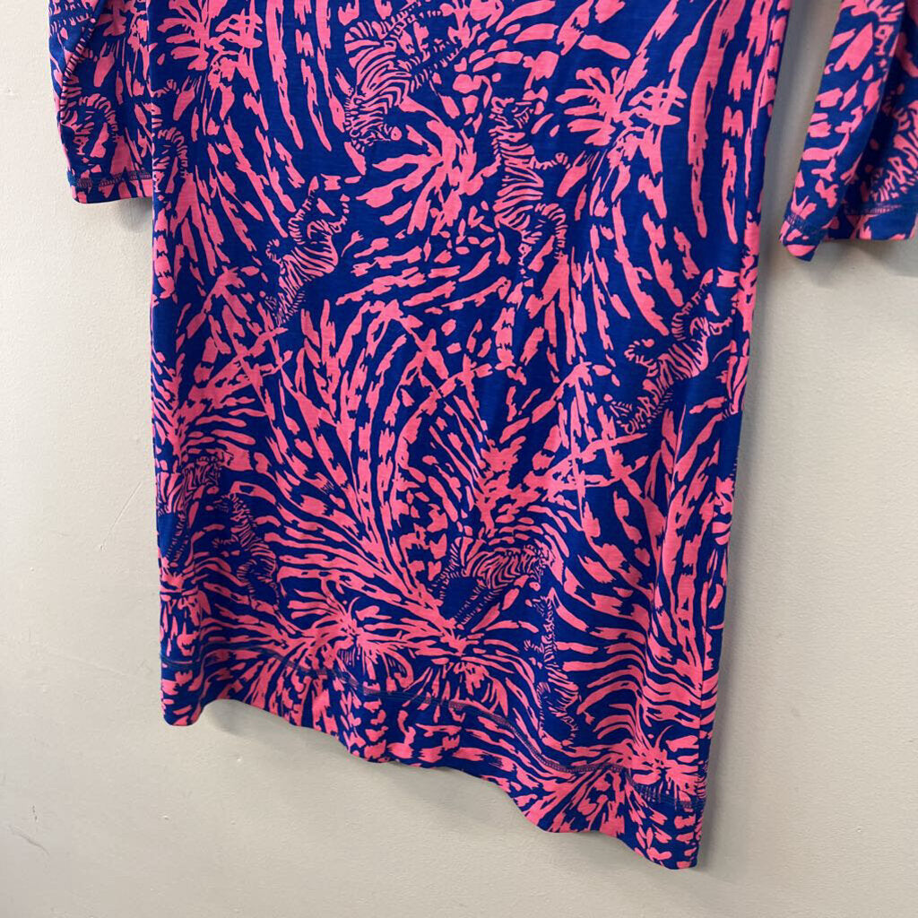 Lilly Pulitzer Blue/ Pink Print Long Sleeve Dress Small