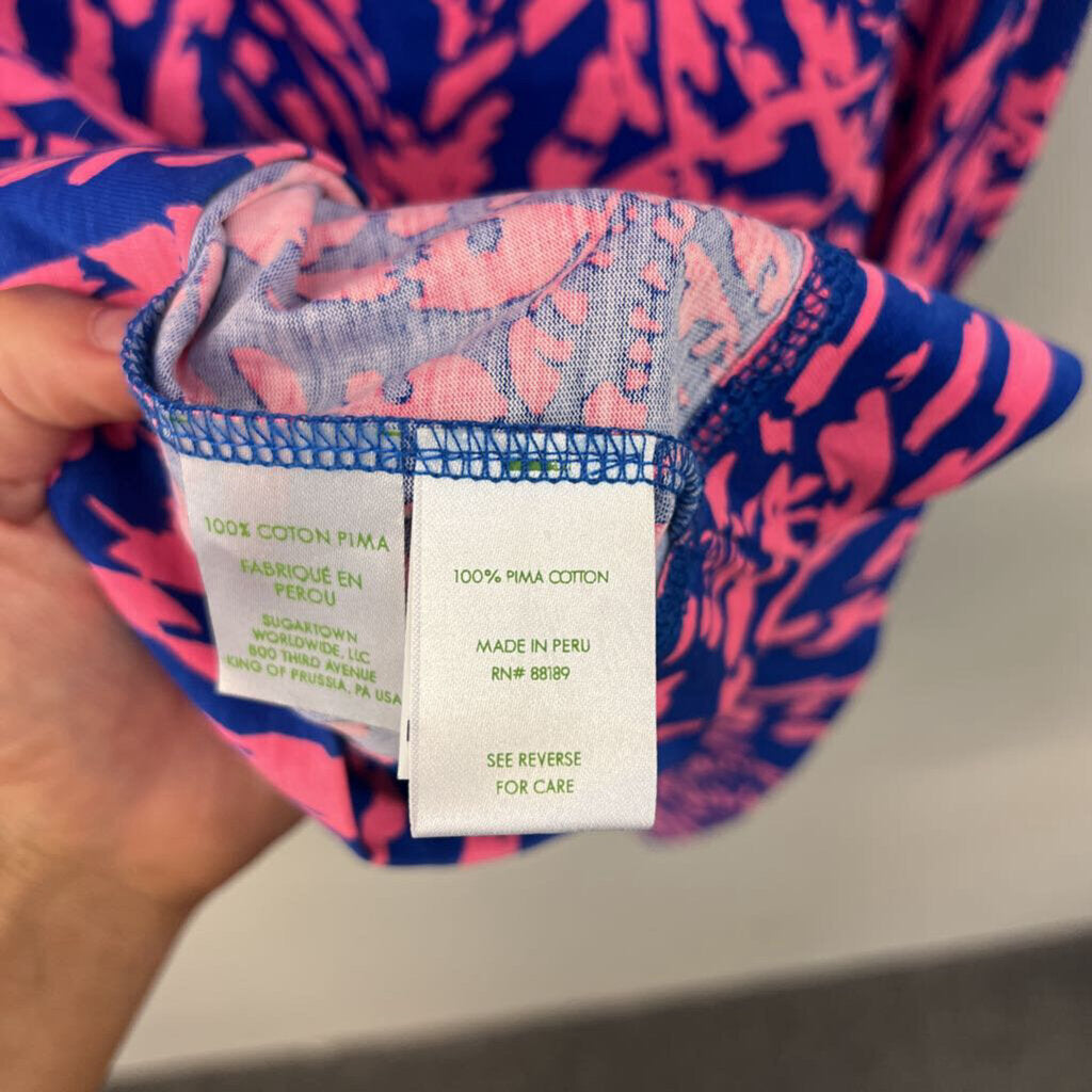 Lilly Pulitzer Blue/ Pink Print Long Sleeve Dress Small