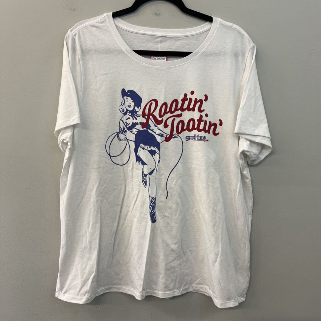 White/ Multi Rootin Tootin Good Time Short Sleeve Graphic Tee 2X