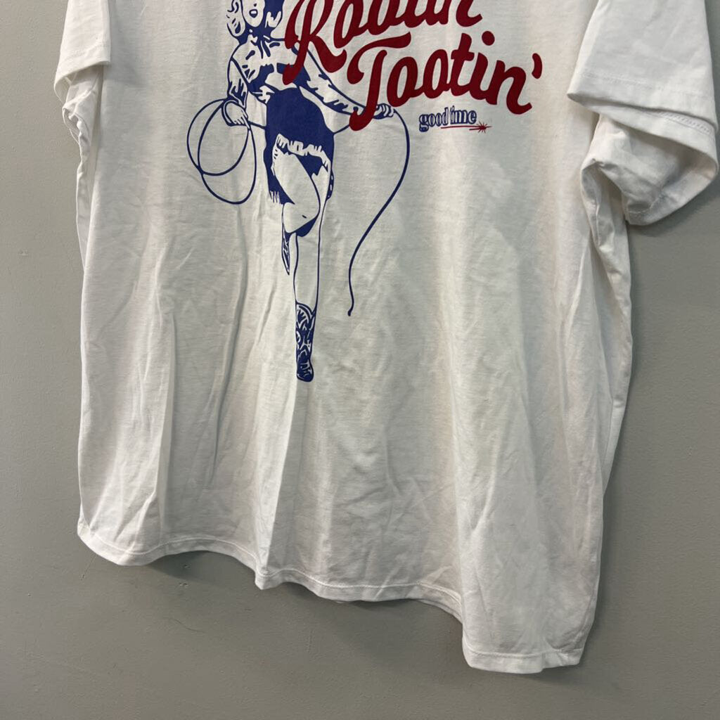 White/ Multi Rootin Tootin Good Time Short Sleeve Graphic Tee 2X