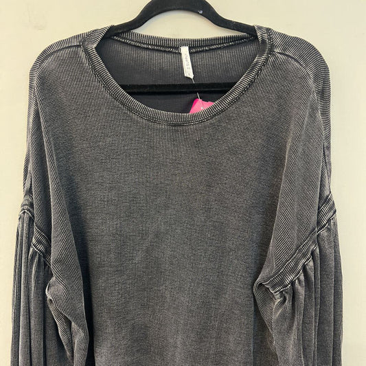Z Supply Black/ Grey Textured Long Sleeve Top Large
