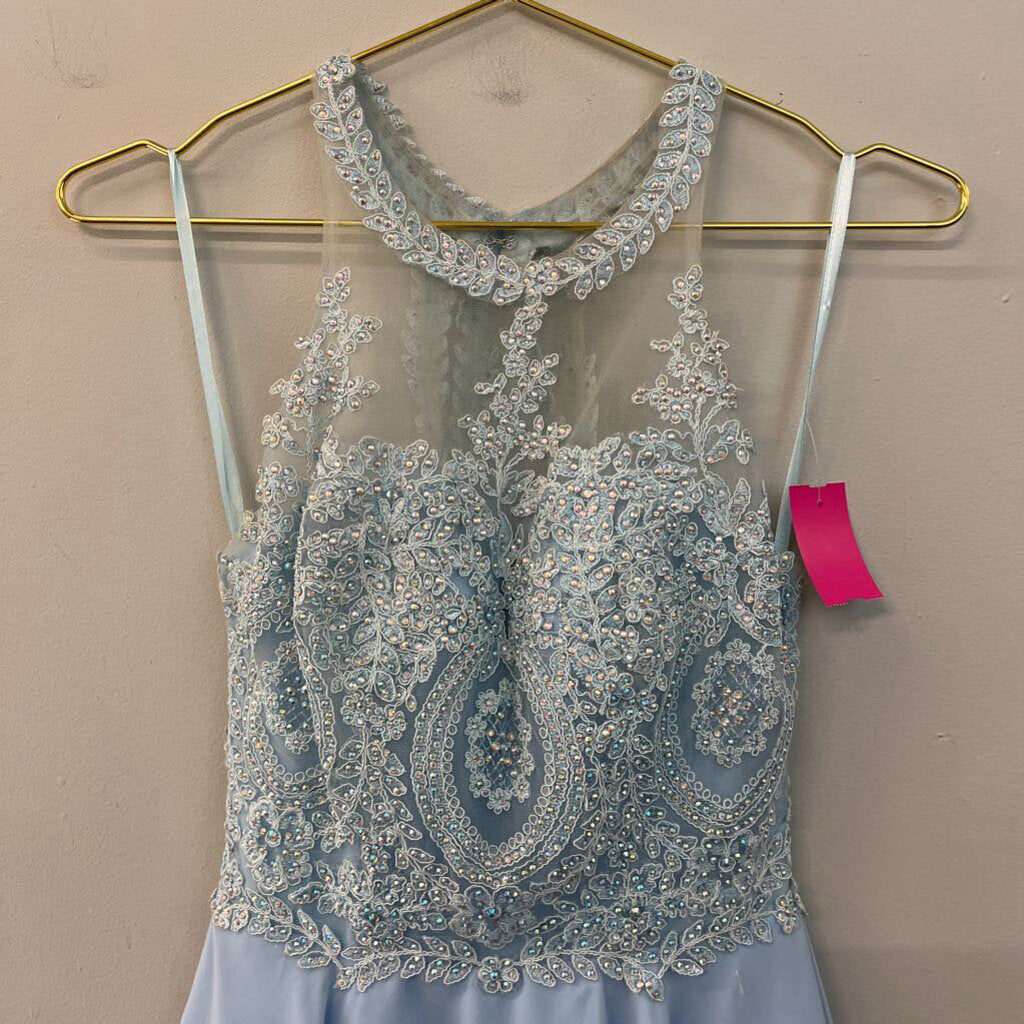 Dancing Queen Blue Lace Top Short Formal Dress Extra Small