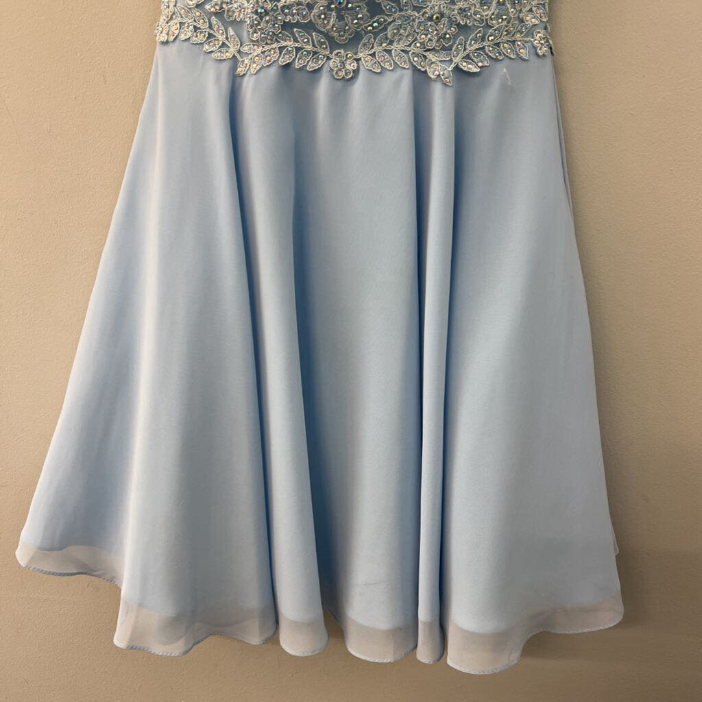 Dancing Queen Blue Lace Top Short Formal Dress Extra Small