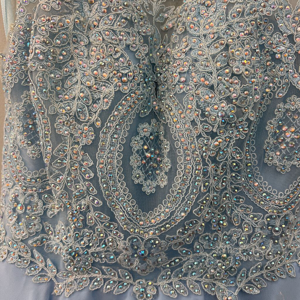 Dancing Queen Blue Lace Top Short Formal Dress Extra Small