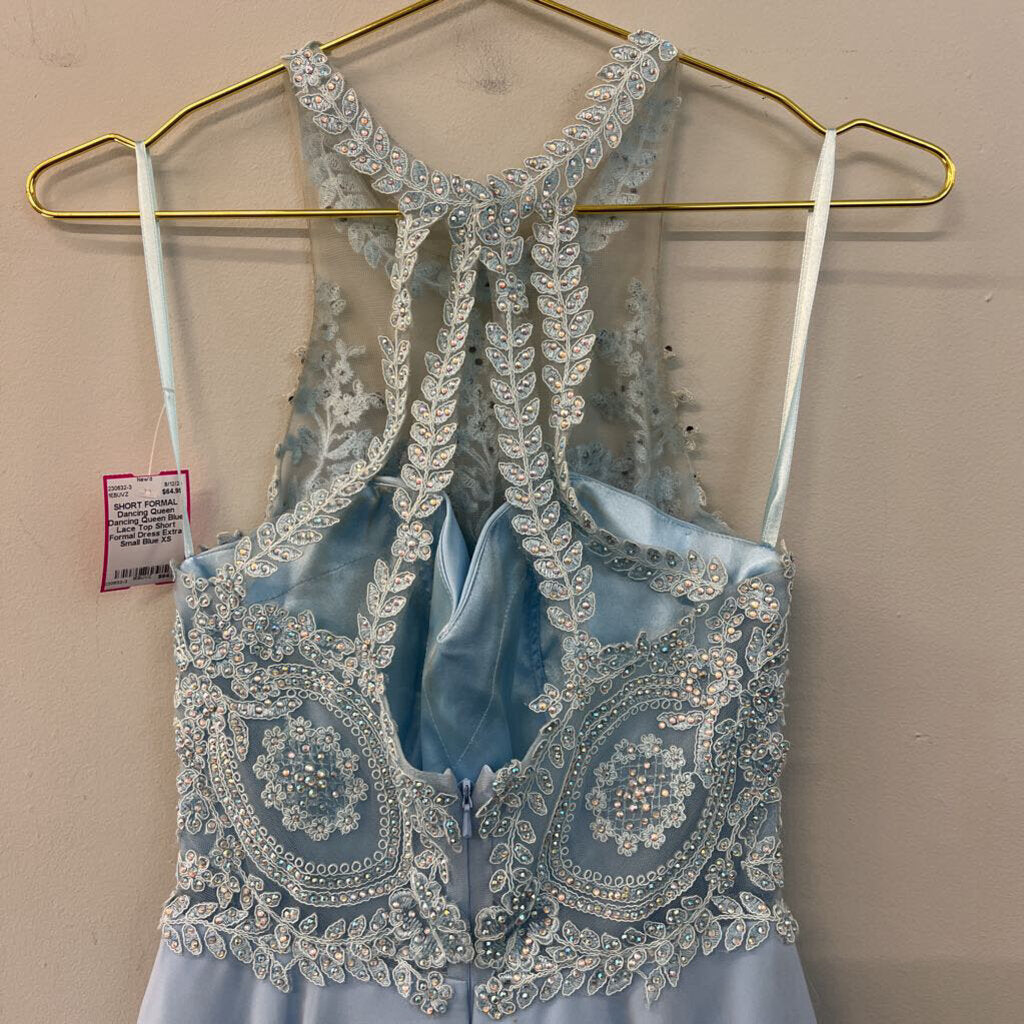Dancing Queen Blue Lace Top Short Formal Dress Extra Small