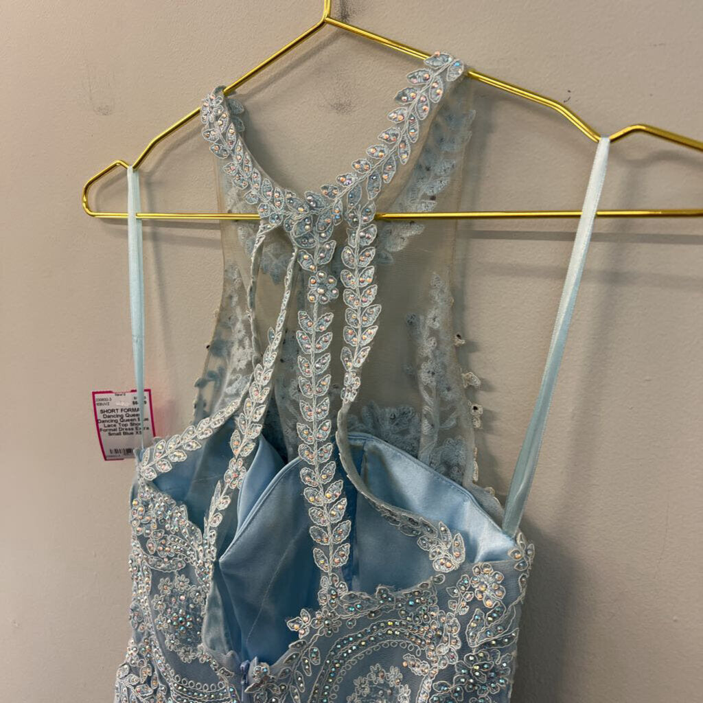 Dancing Queen Blue Lace Top Short Formal Dress Extra Small