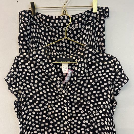Jones New York Black/ Cream Print Short Sleeve Top/ Midi Skirt Set 6