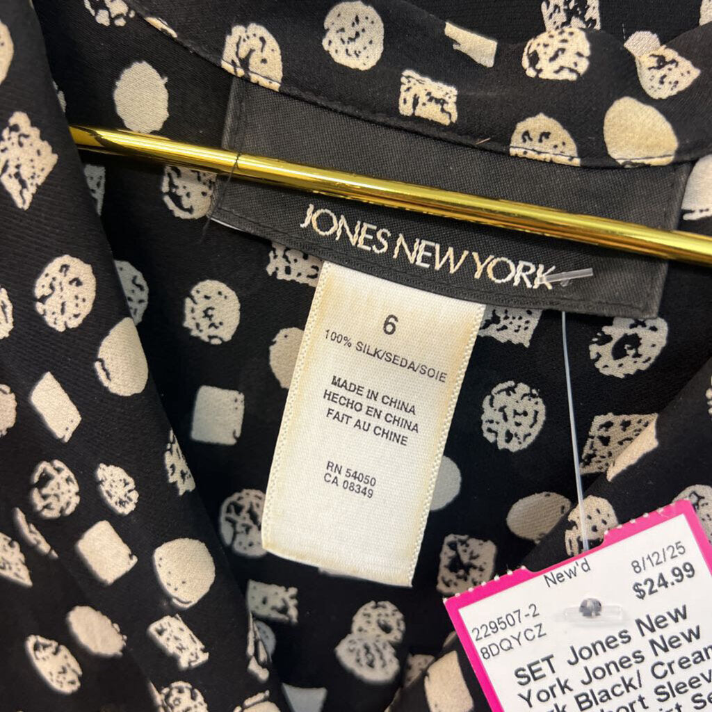 Jones New York Black/ Cream Print Short Sleeve Top/ Midi Skirt Set 6