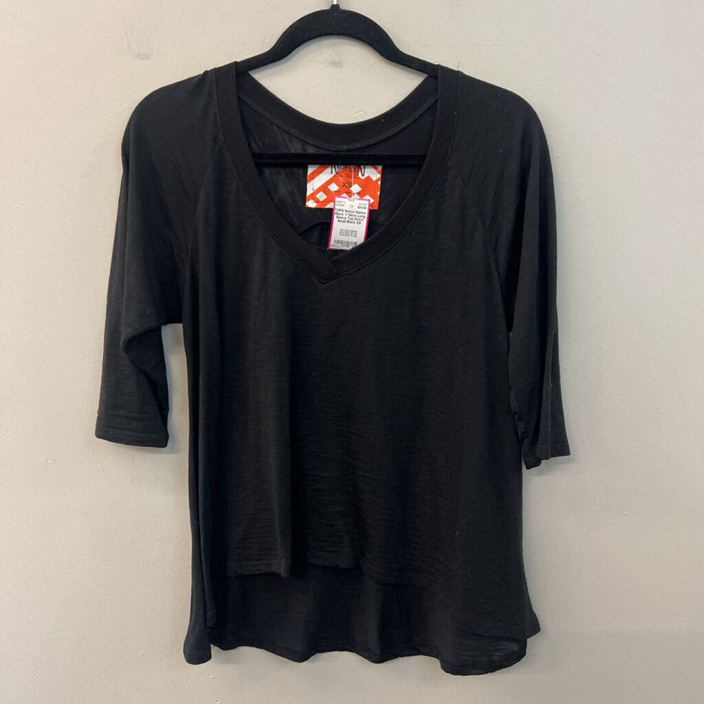 Nation Black V Neck Long Sleeve Top Extra Small