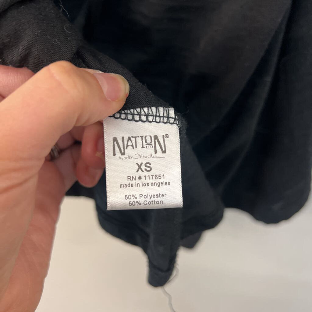 Nation Black V Neck Long Sleeve Top Extra Small