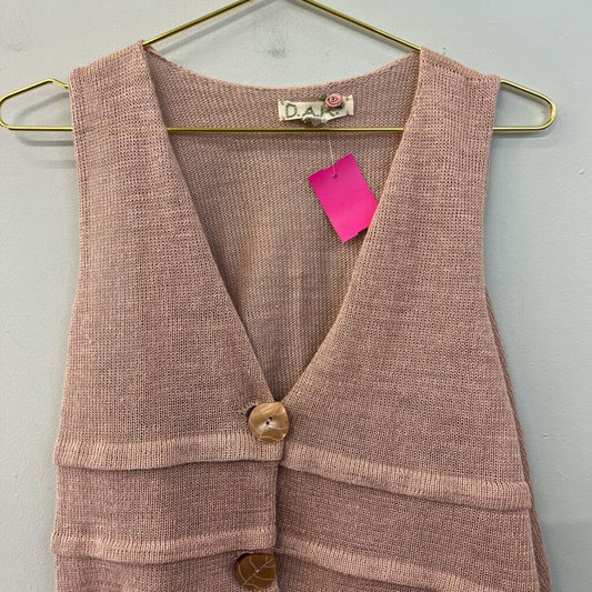 DAR Pink Knit Button Front Vest Top Small