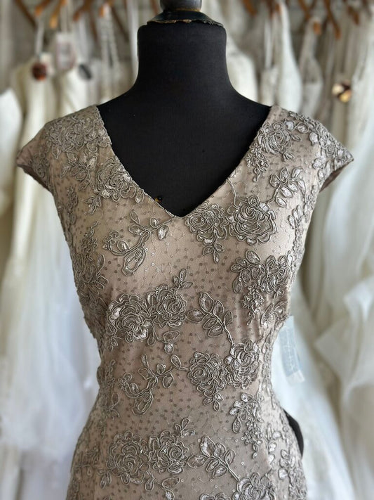 Alex Evenings Gold Lace Sequin Short Formal Dress 12