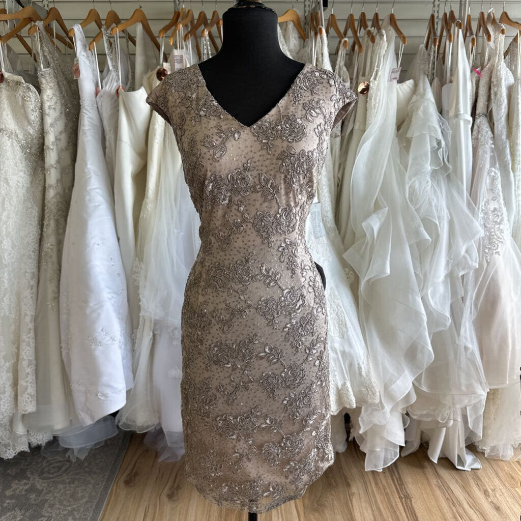 Alex Evenings Gold Lace Sequin Short Formal Dress 12