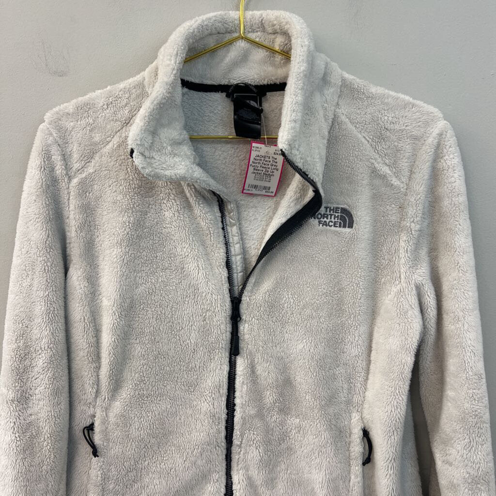 The North Face Grey Fuzzy Fleece Long Sleeve Zip Up Jacket Medium
