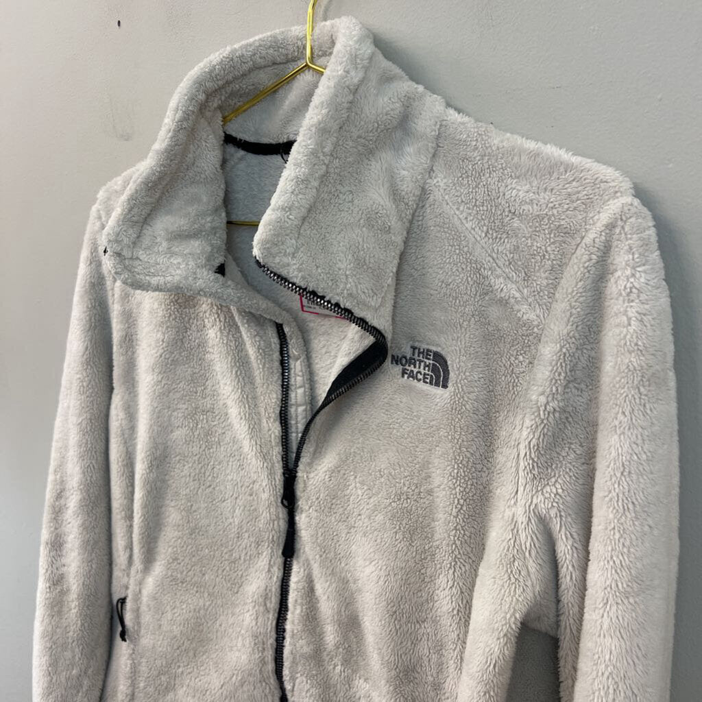 The North Face Grey Fuzzy Fleece Long Sleeve Zip Up Jacket Medium