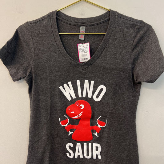 Grey/ Red Wino-Saur Short Sleeve Graphic Tee Small