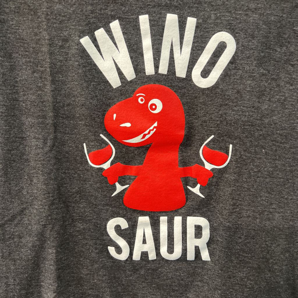 Grey/ Red Wino-Saur Short Sleeve Graphic Tee Small