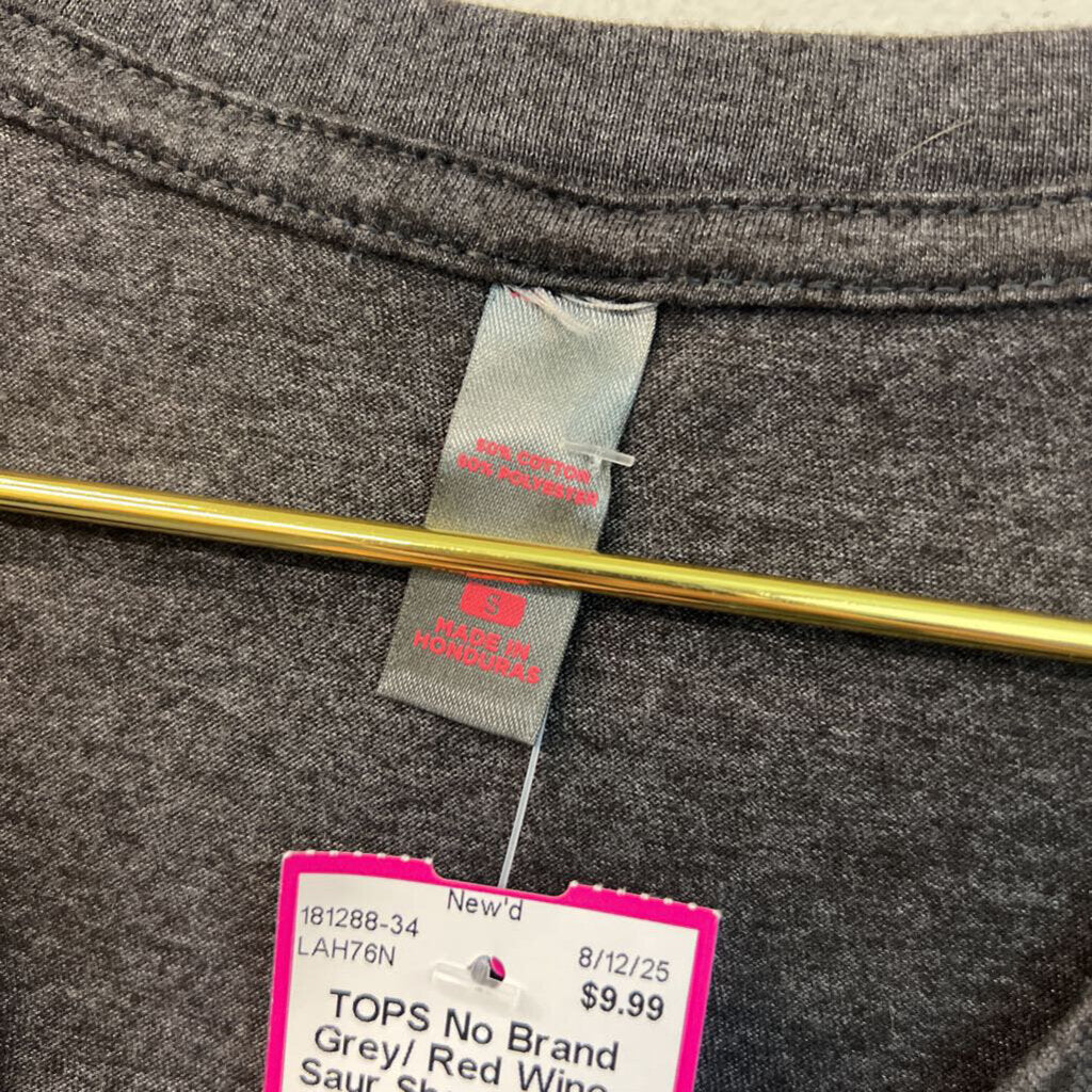 Grey/ Red Wino-Saur Short Sleeve Graphic Tee Small